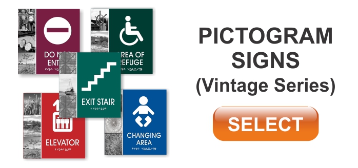 vintage series ADA braille pictogram signs